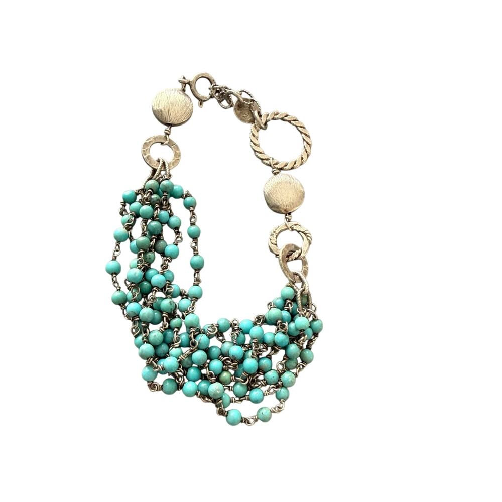 Mabel 925 Sterling Silver Beaded Multi Chain Toggle Bracelet